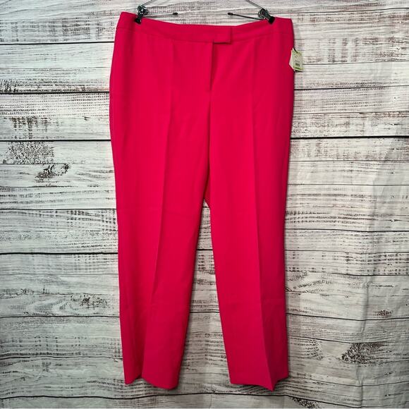 Anne Klein Women's 18 Fly Front Extend Tab Trouser Bowie Pant Pink Hot Pink - Picture 1 of 10
